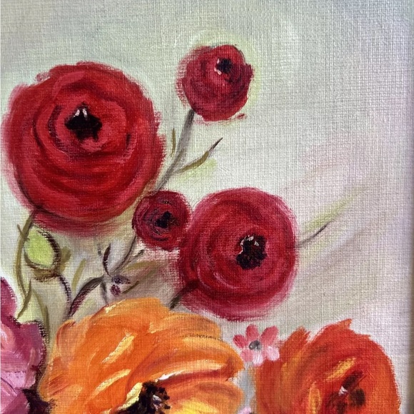 Vintage Gold Framed Floral Oil Paintings On Canvas - Picture 4 of 11